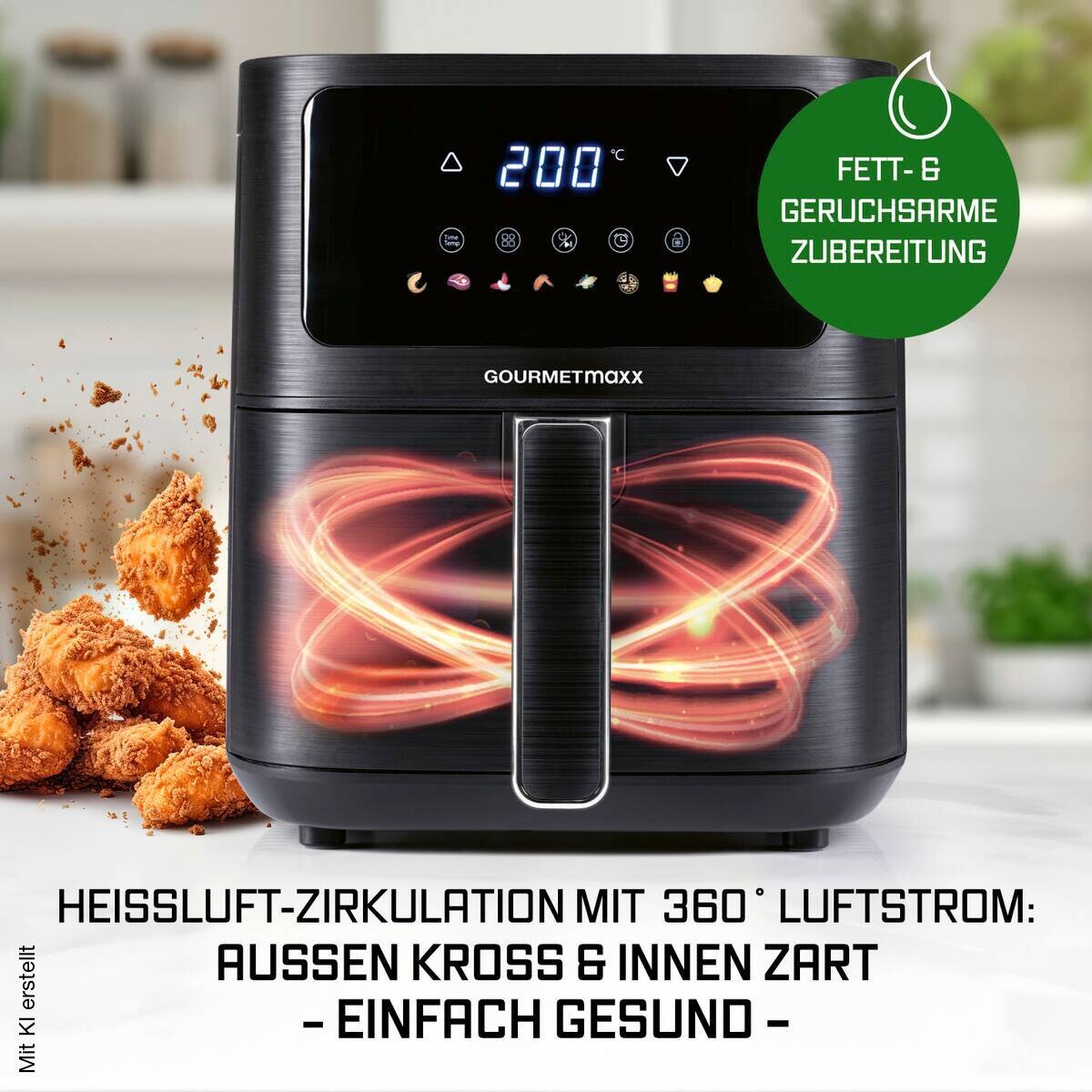 GOURMETmaxx Heißluftfritteuse 16394 schwarz Kunststoff B/H/L: ca. 26x29,5x36 cm ca. 4,5 l