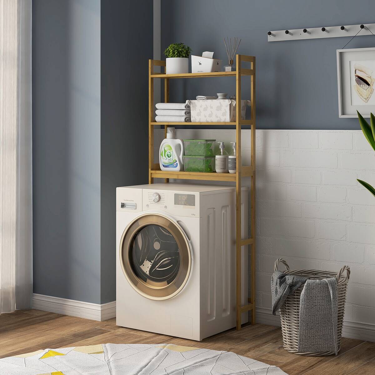 Badregal natur Bambus B/H/L: ca. 20x68x165 cm