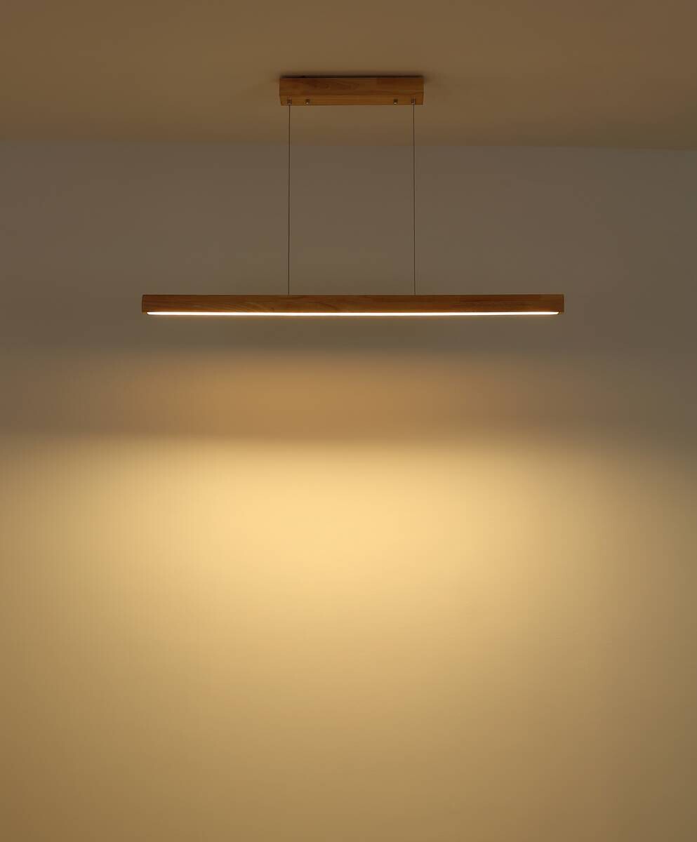 GLOBO LED-Pendelleuchte TERAO natur Holz B/H/T: ca. 6,5x140x1 cm 1 Brennstellen