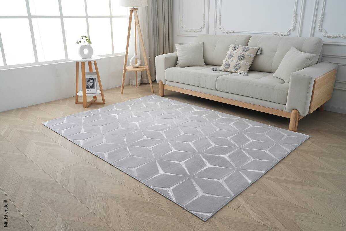 Kayoom Teppich Calma 225 silber B/L: ca. 200x290 cm