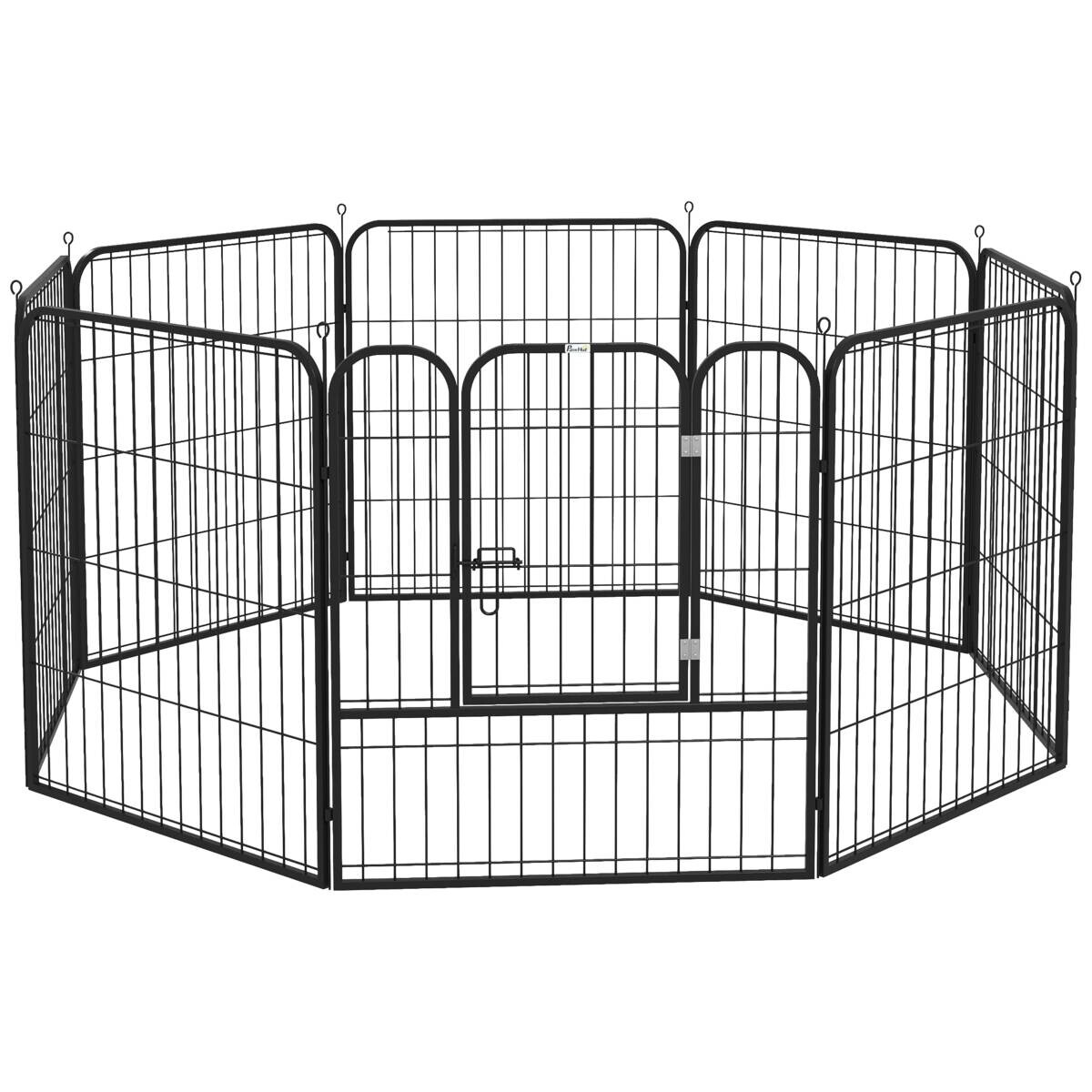 PawHut Welpenauslauf Freigehege schwarz Edelstahl B/H/L: ca. 79x79x79 cm