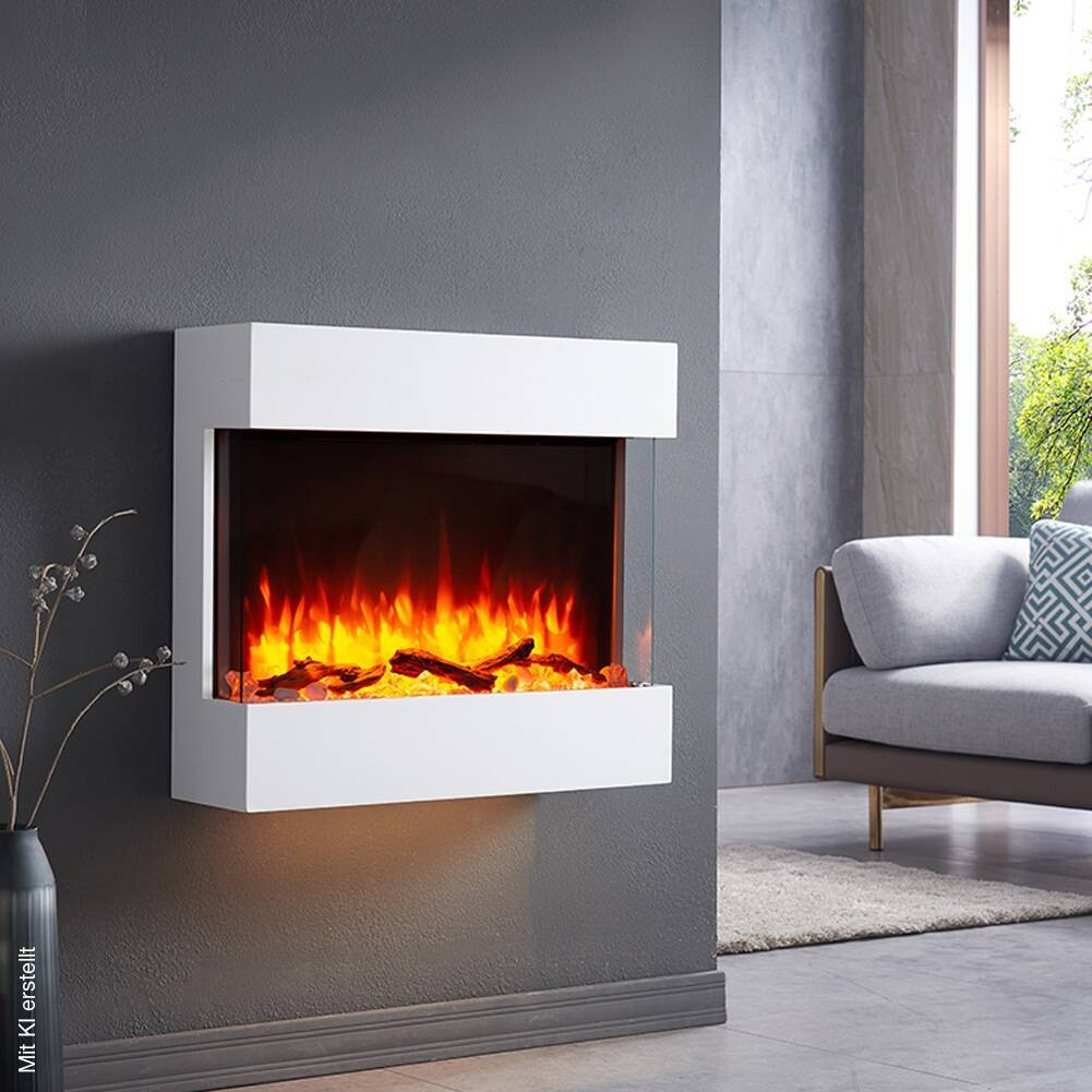 Balderia Wandkamin Elektrischer-Kamin Alva weiß MDF B/H/T: ca. 63,4x72,6x20 cm
