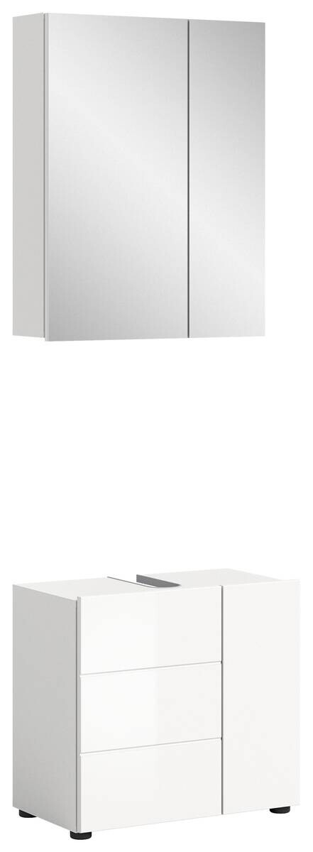 Badezimmer-Set VIRA weiß weiß Hochglanz B/H/T: ca. 60x190x34 cm