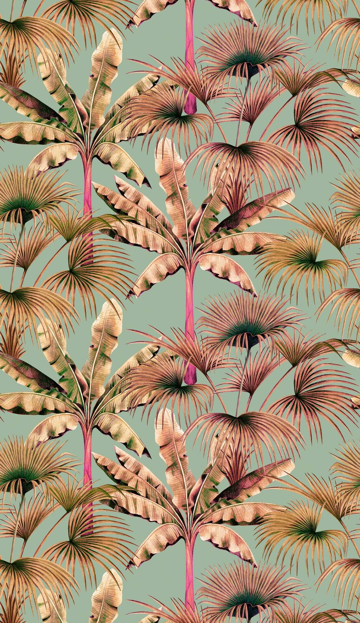 Livingwalls Fototapete Dschungel rosa beige blau B/L: ca. 280x159 cm