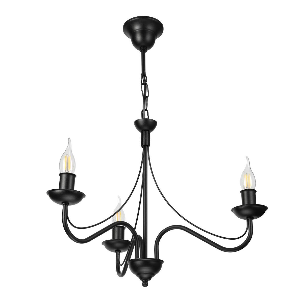 Lamkur Pendelleuchte schwarz Stahl B/H/L: ca. 53x71x53 cm E14 3 Brennstellen