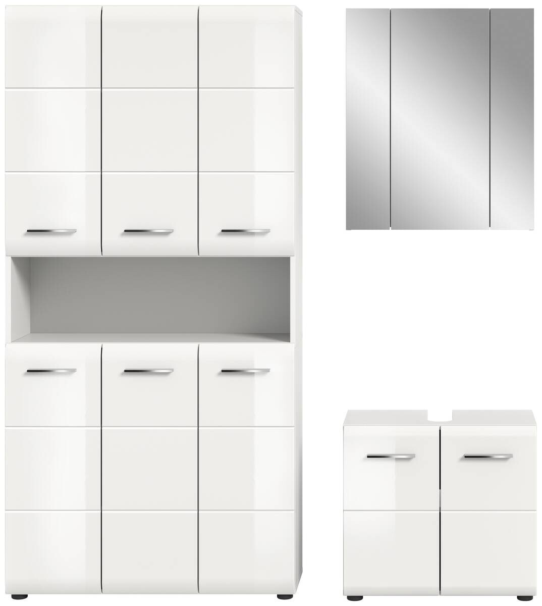 Badezimmer-Set Ice weiß weiß Hochglanz B/H/T: ca. 165x185x30 cm