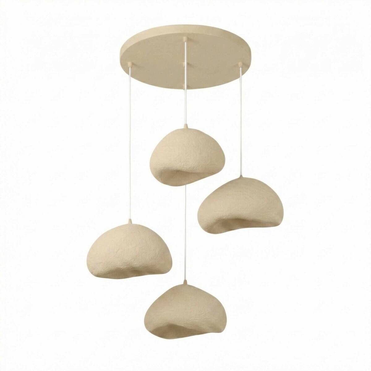 Opviq Pendelleuchte beige Metall Fiberglas B/H/T/L/D: ca. 95x110x95x95x95 cm E27 4 Brennstellen