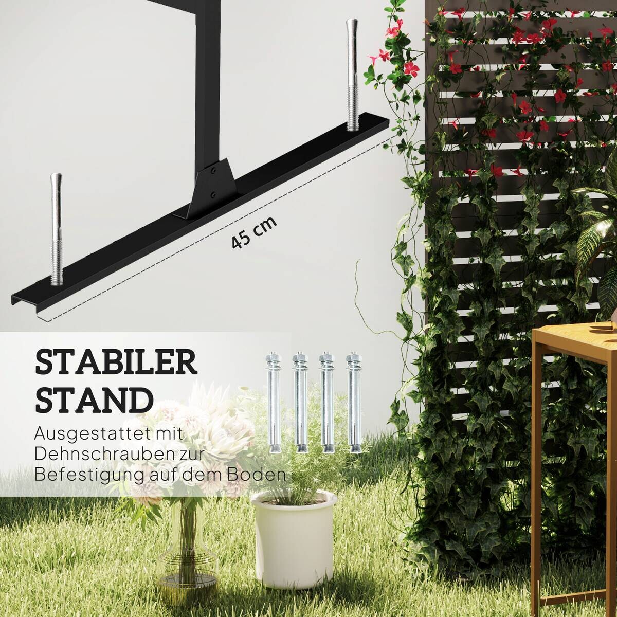 Outsunny Raumteiler schwarz Stahl B/H/L: ca. 45x198x122 cm