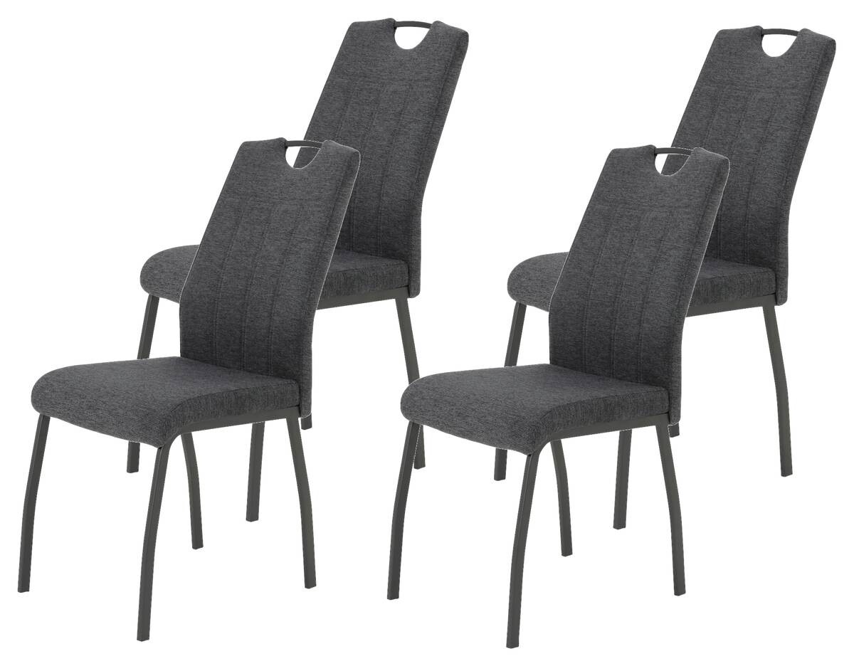 Stuhl 4er Set ELIF III anthrazit grau Microfaser Metall B/H/T: ca. 44x96x64 cm