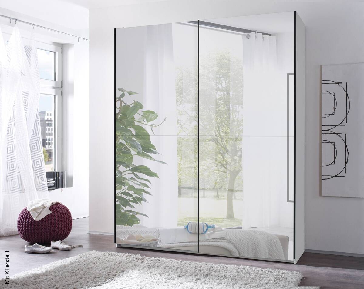 Schwebetürenschrank Noemi weiß B/H/T: ca. 215x210x60 cm