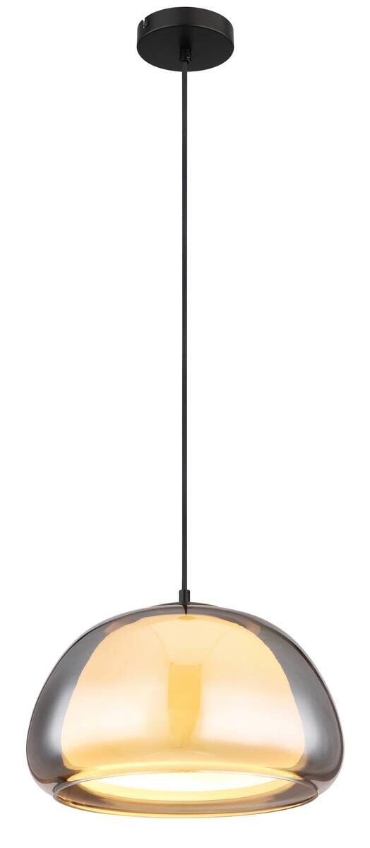 GLOBO Pendelleuchte schwarz Rauch Glas Metall H/D: ca. 120x40 cm E27 1 Brennstellen