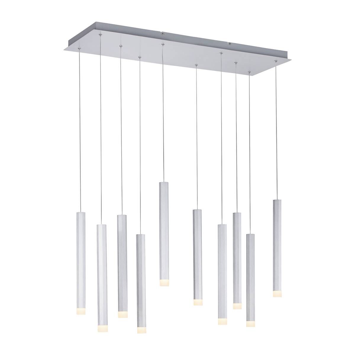 Just Light LED-Pendelleuchte BRUNO 15206-95 Alu Eisen Aluminium B/H/T: ca. 89x120x30 cm 10 Brennstellen