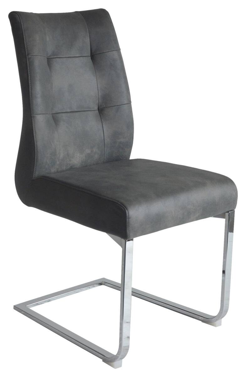 Schwingstuhl MARLEN-XXL 2er-Set anthrazit Vintage Chrom Stoff Metall B/H/T: ca. 72x96x80 cm