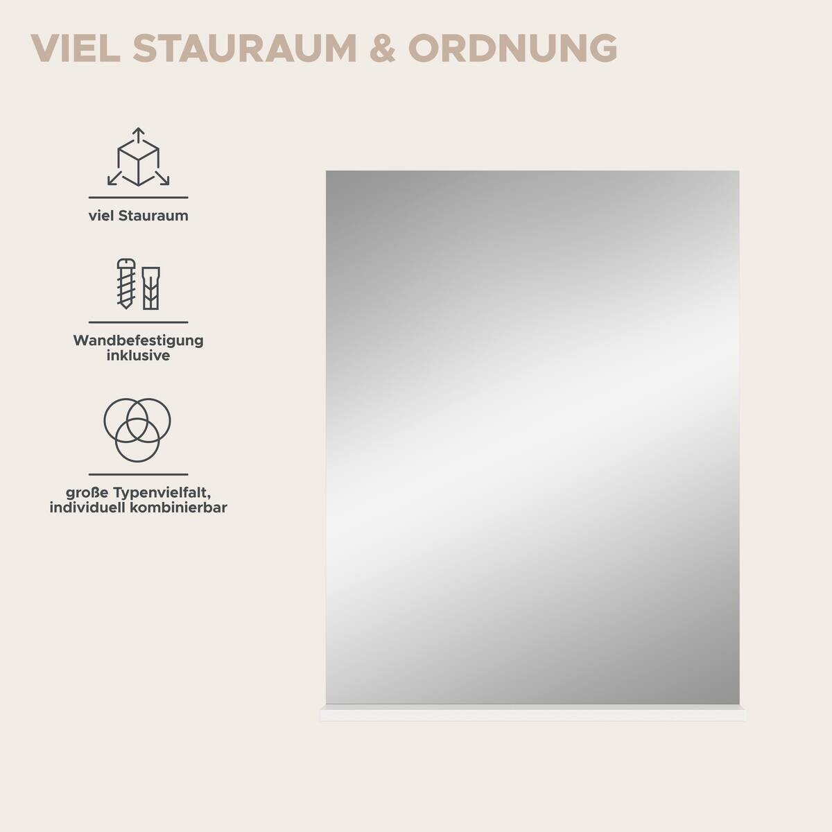 Badspiegel Scout weiß weiß Hochglanz B/H/T: ca. 60x79x18 cm