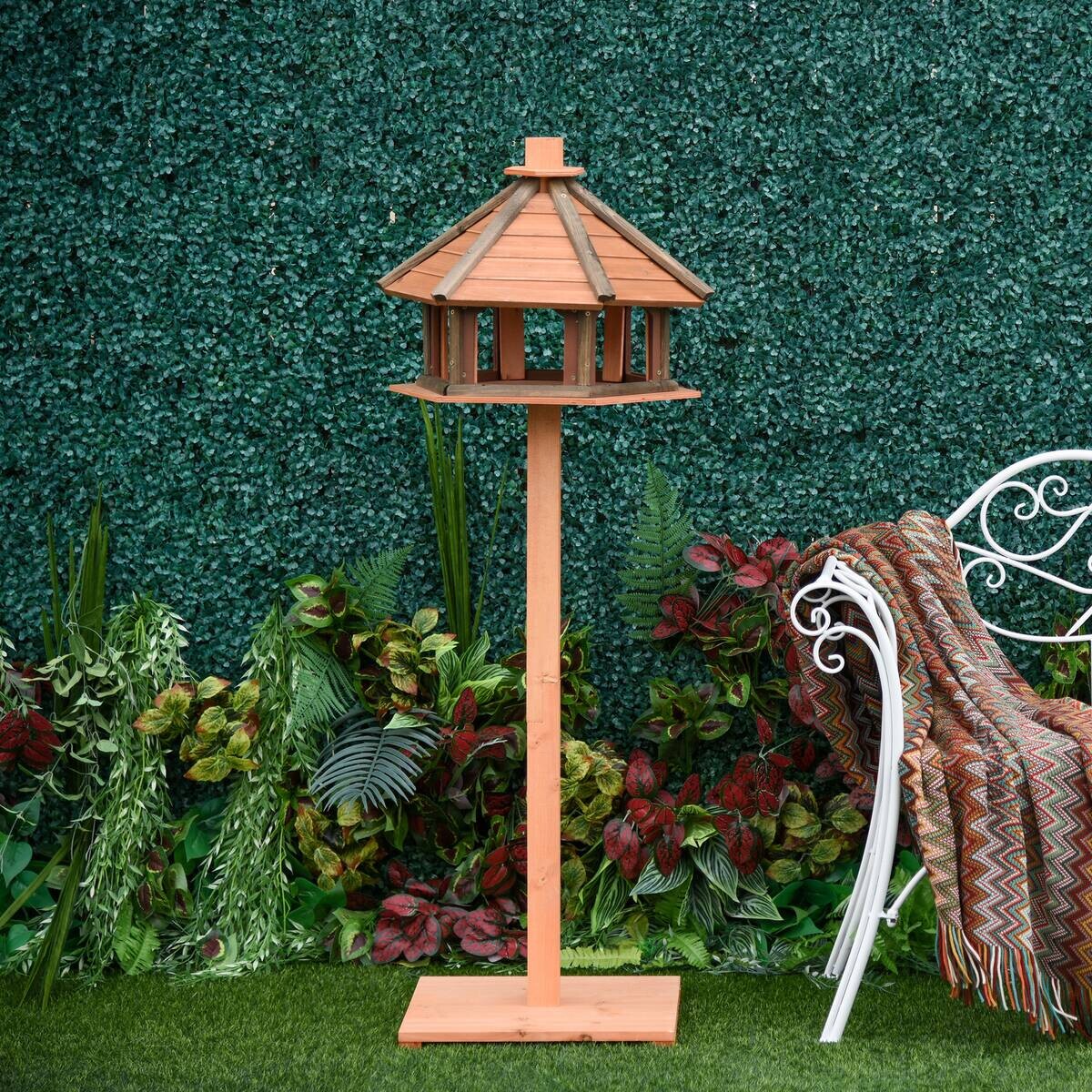 PawHut Vogelhaus natur Holz B/H/L: ca. 52x130x52 cm