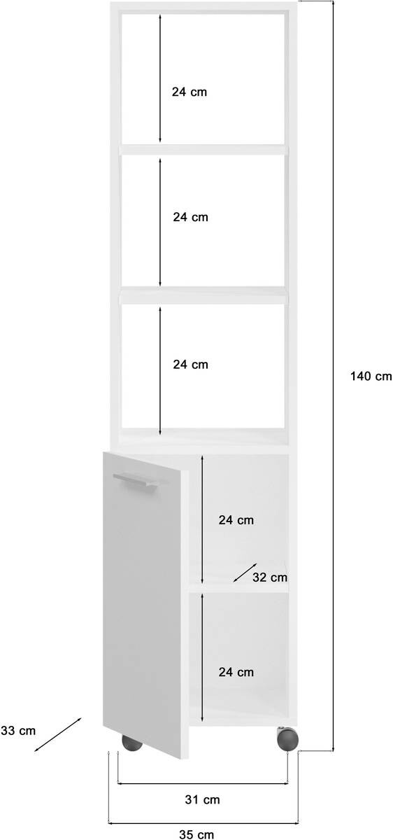 Rollregal Air weiß B/H/T: ca. 35x140x33 cm