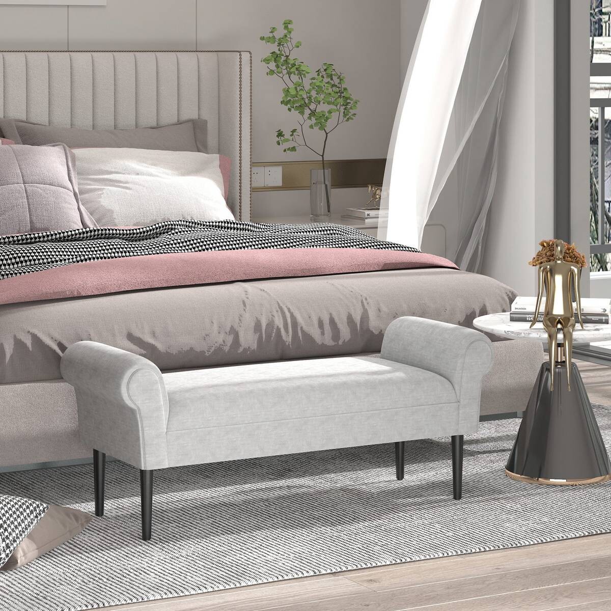 Polsterbank 831-153V70 hellgrau B/H/T: ca. 132x58x45,5 cm