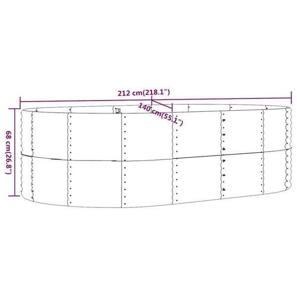 Hochbeet anthrazit Stahl B/H/L: ca. 140x68x212 cm