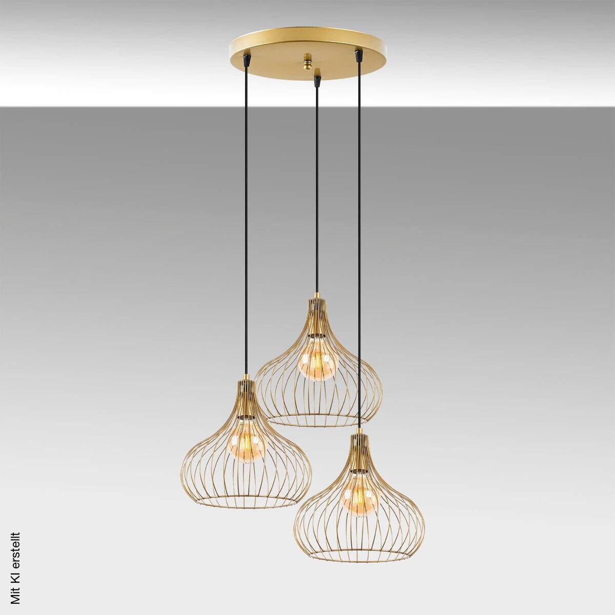 Opviq Pendelleuchte Teldamla-11930 gold B/H/T/L/D: ca. 47x120x47x47x47 cm E27 3 Brennstellen