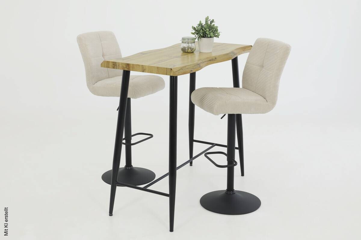 Barhocker Leni I, 2er-Set creme Microfaser B/H/T: ca. 44x124x57 cm