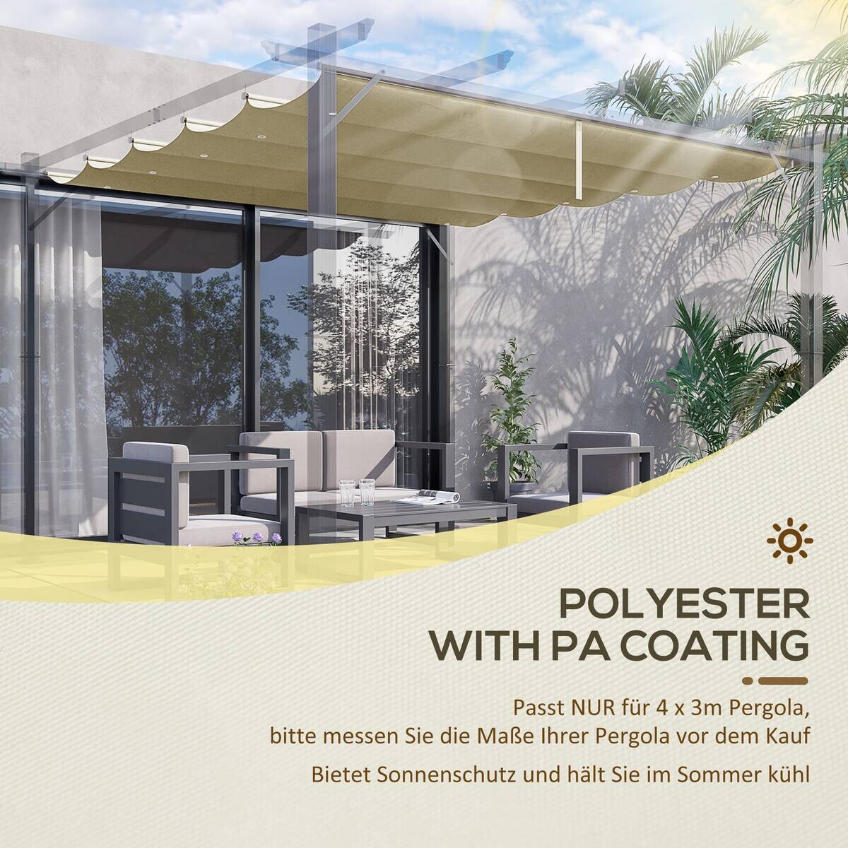 Outsunny Ersatzdach beige Polyester B/H/L: ca. 260x6x350 cm