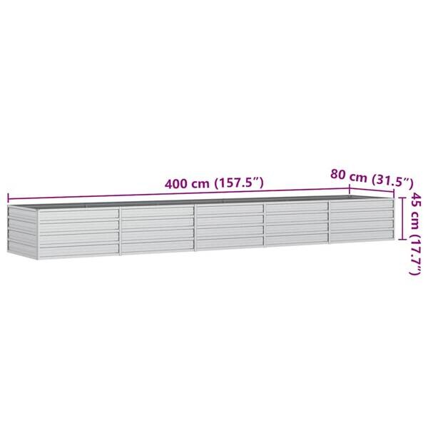 Garten-Hochbeet silber Stahl B/H/L: ca. 80x45x400 cm