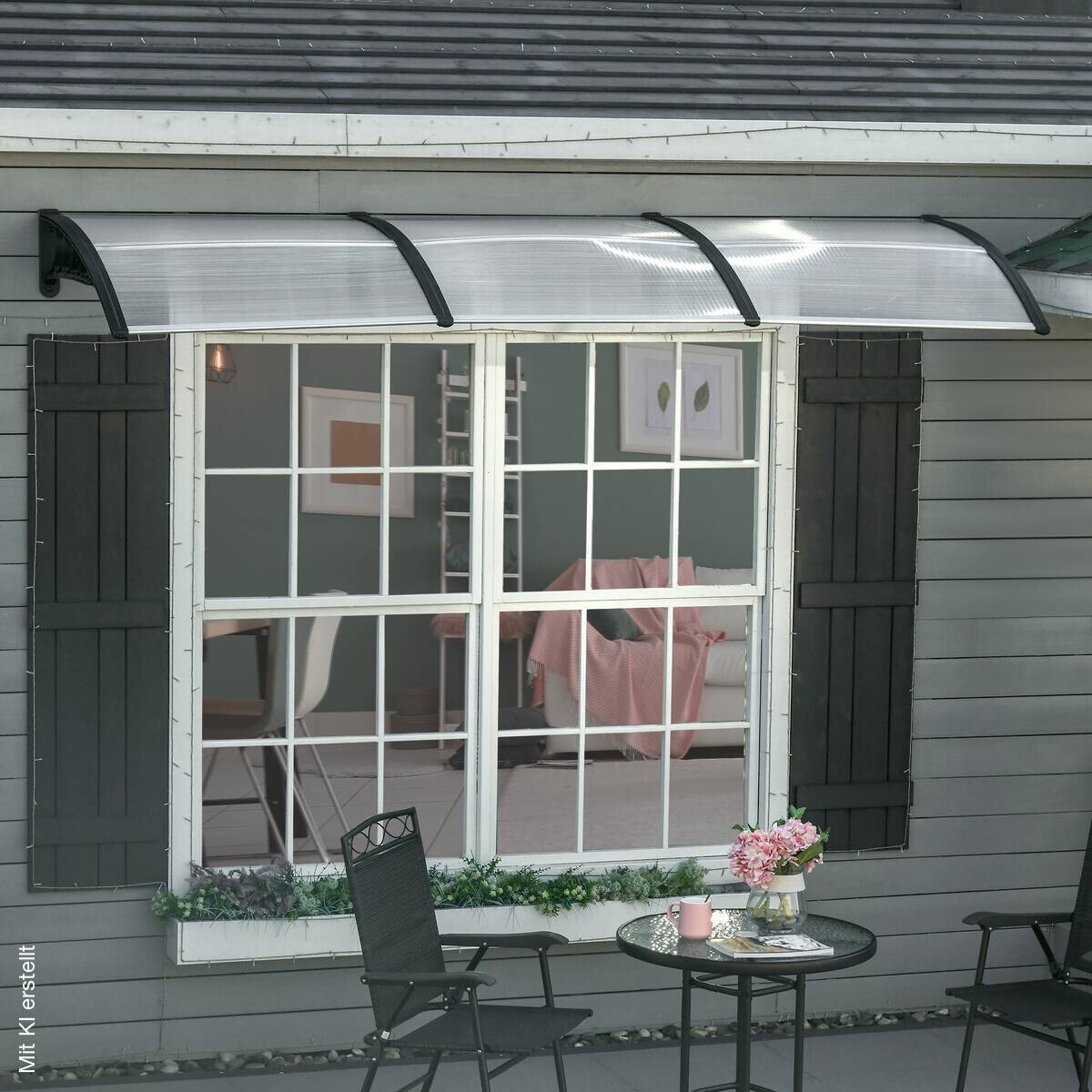Outsunny Pultvordach transparent schwarz B/H/L: ca. 96x27x303 cm