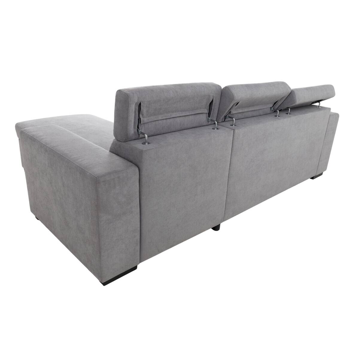 Ecksofa mit Bettfunktion und Bettkasten hellgrau Webstoff B/H/T: ca. 237x88x167 cm