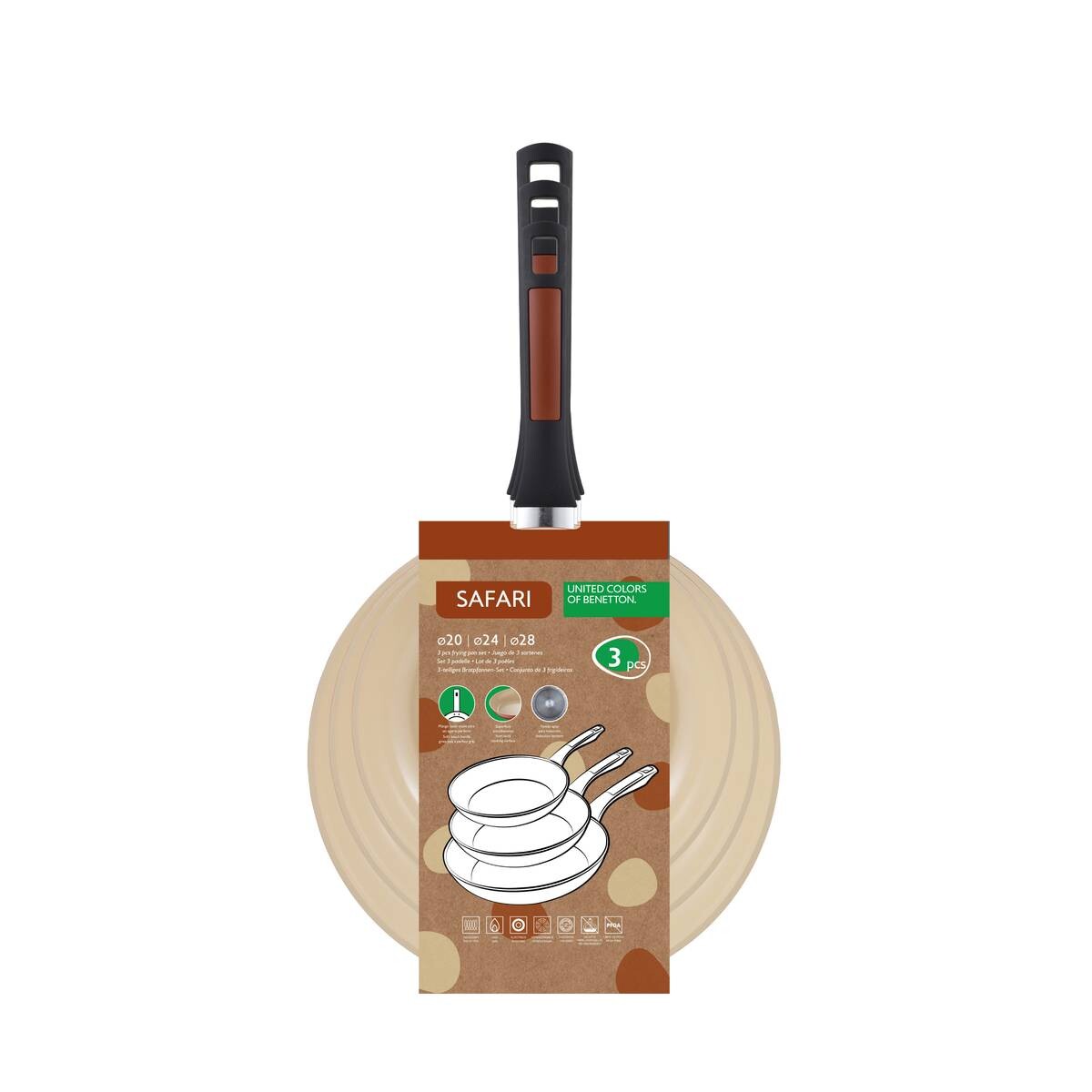 BENETTON Pfannenset Safari rot Aluminium 3 tlg.