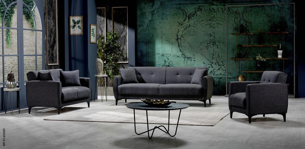 Sofa 3-2-1 San Marino anthrazit Microfaser B/H/T: ca. 76x84x83 cm