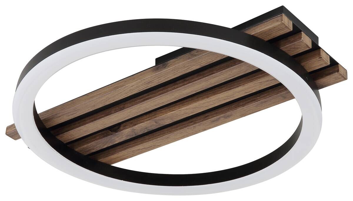 GLOBO Deckenleuchte Opal mattschwarz MDF Metall B/H: ca. 34x6 cm 1 Brennstellen