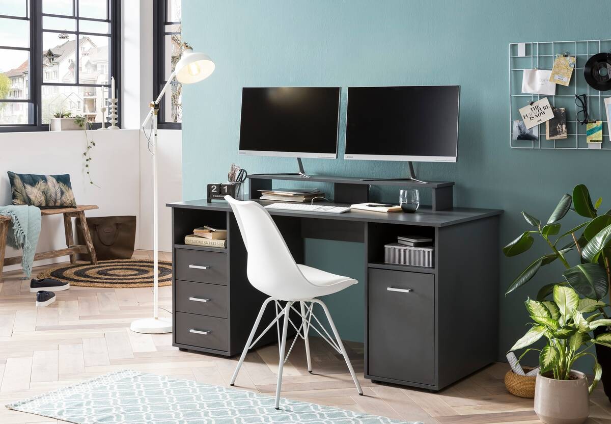 Monitoraufsatz Niels anthrazit B/H/T: ca. 55x12,7x20 cm