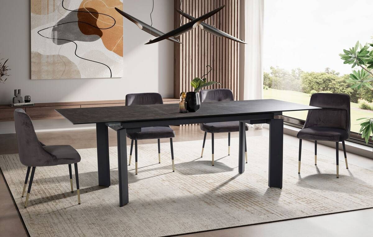 Esstisch schwarz Marmor Optik B/H/T: ca. 180x77x95 cm
