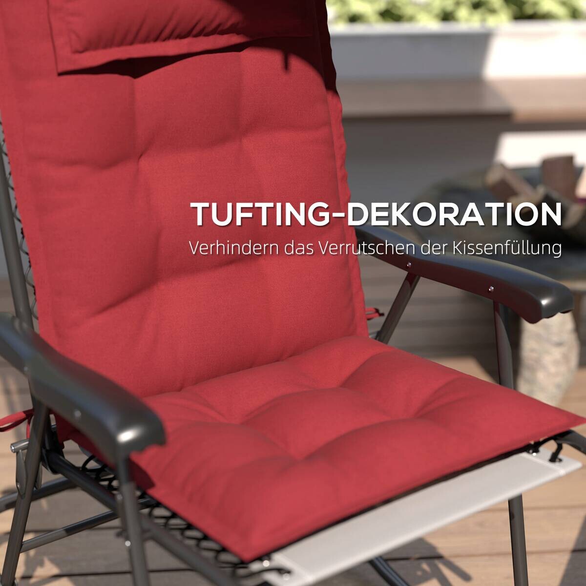 Outsunny Liegenauflage 2er Set weinrot Polyester B/H/L: ca. 50x5x116 cm