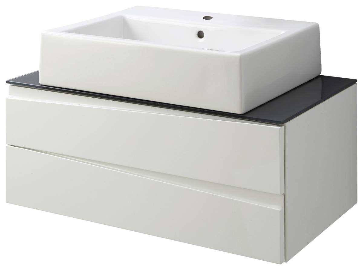 Waschplatz SHAPE grau weiß Hochglanz B/H/T: ca. 80x33x47 cm