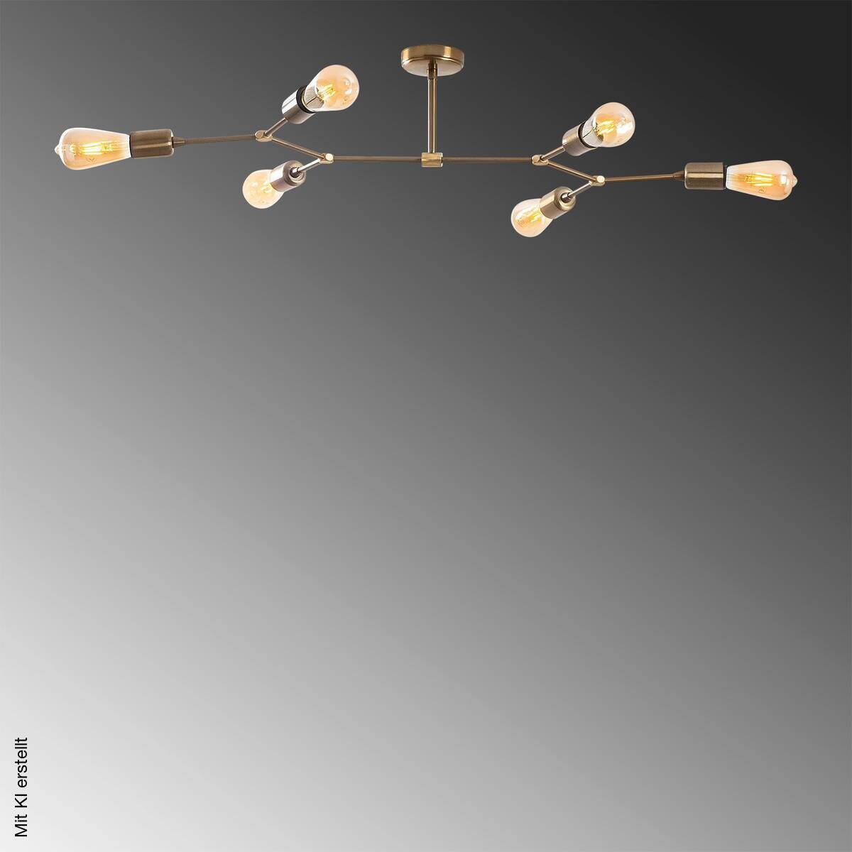 Opviq Deckenleuchte bronze B/H/T: ca. 95x20x48 cm E27 6 Brennstellen