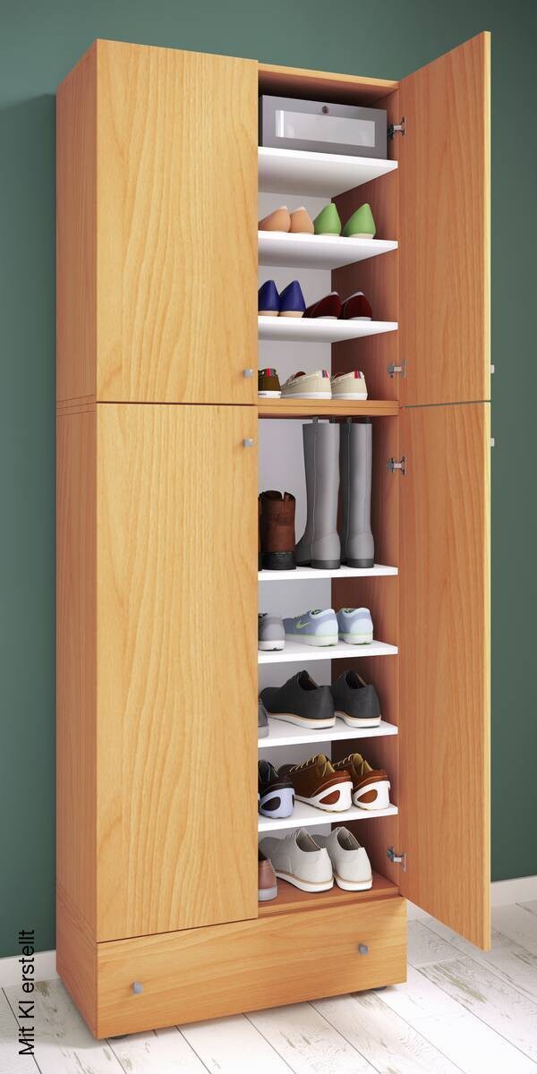 Schuhschrank Lona buche Nachbildung weiß B/H/T: ca. 70x200x39 cm