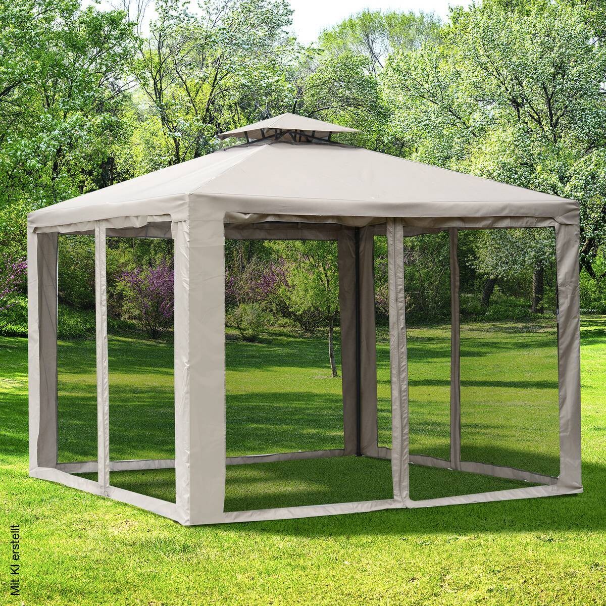 Outsunny Gartenpavillon beige Metall B/H/L: ca. 295x263x295 cm