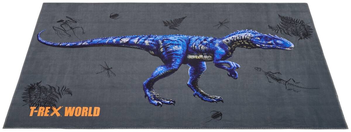 T-Rex World Kinderteppich blau B/L: ca. 100x160 cm