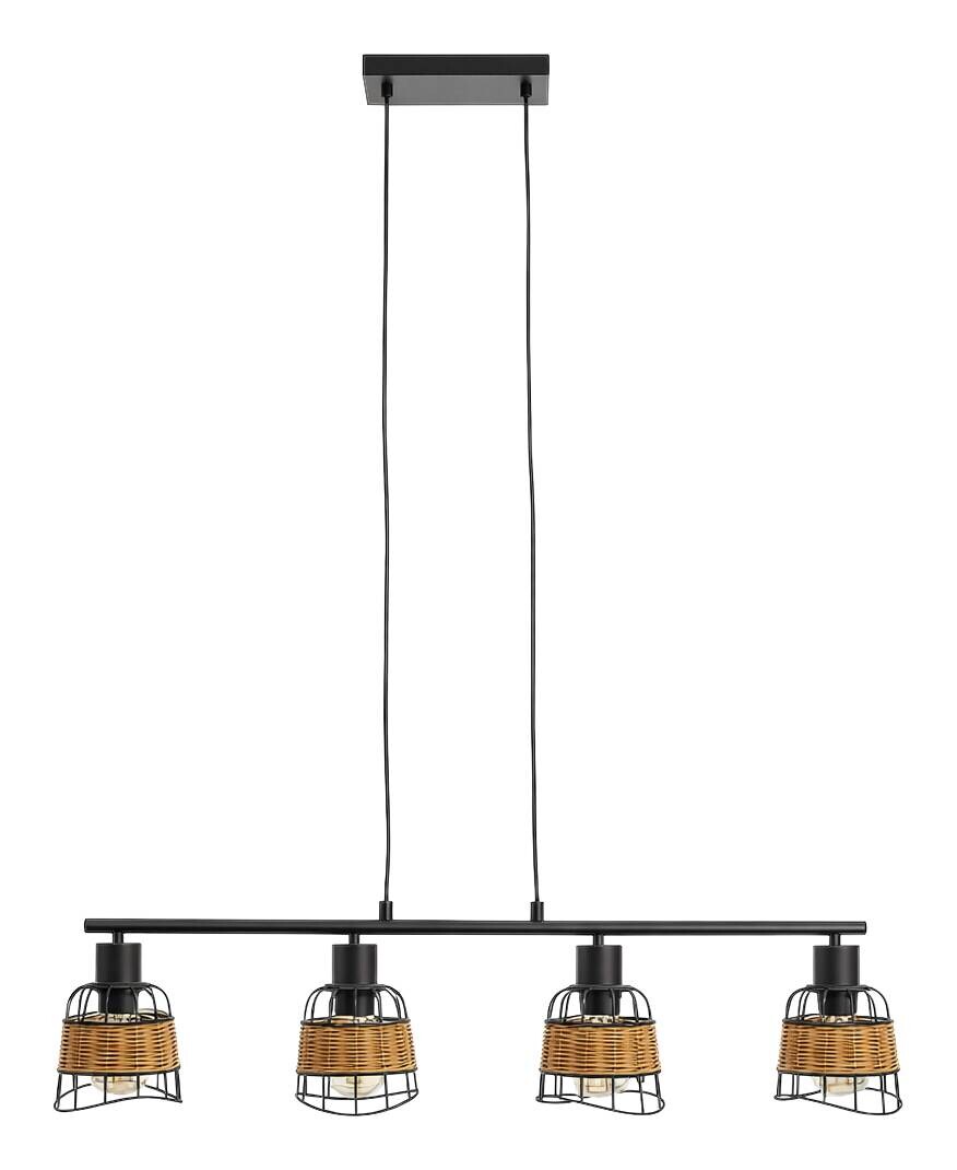 GLOBO Pendelleuchte schwarz Metall B/H/L: ca. 12x150x81 cm E27 4 Brennstellen