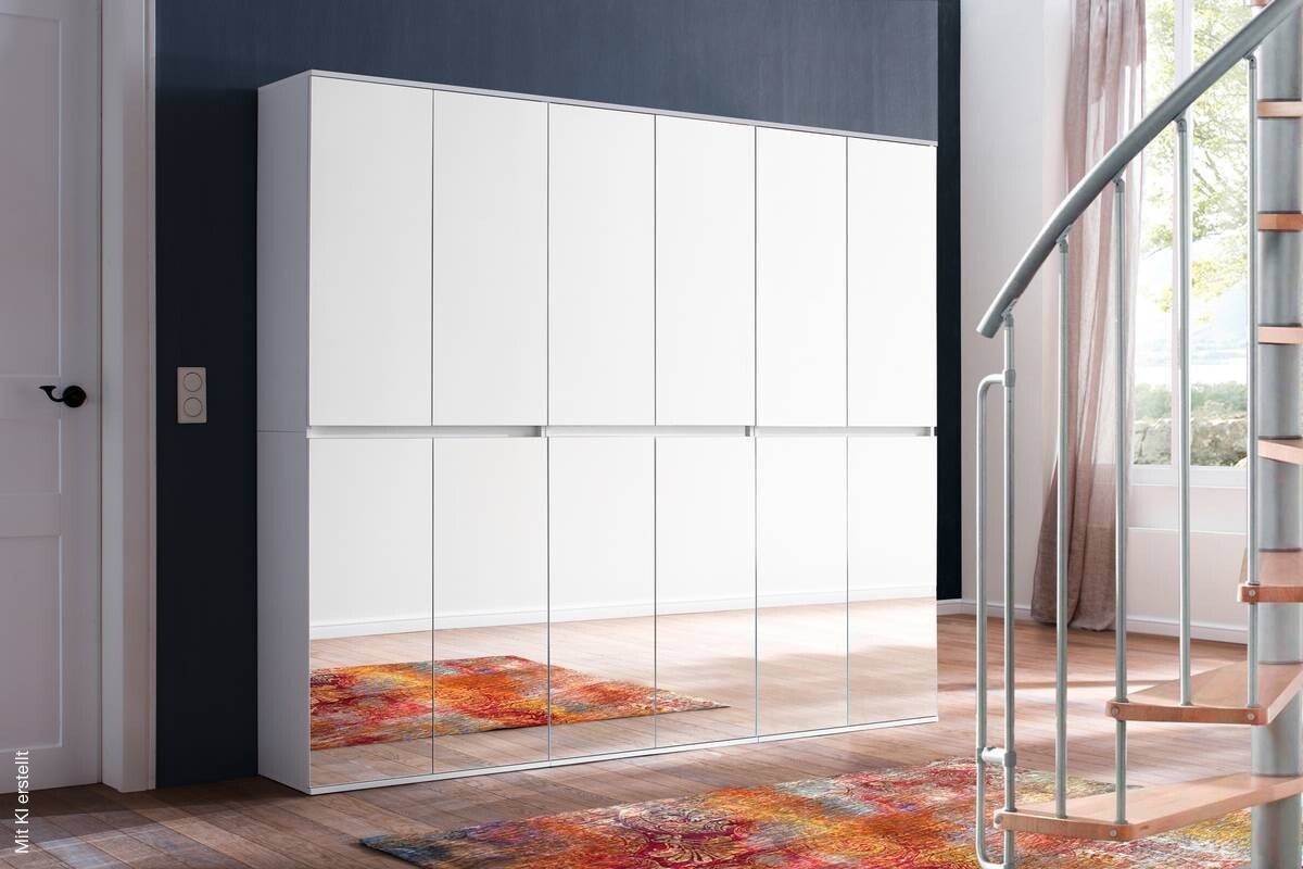 Garderobenschrank Mirror weiß B/H/T: ca. 222x191x34 cm