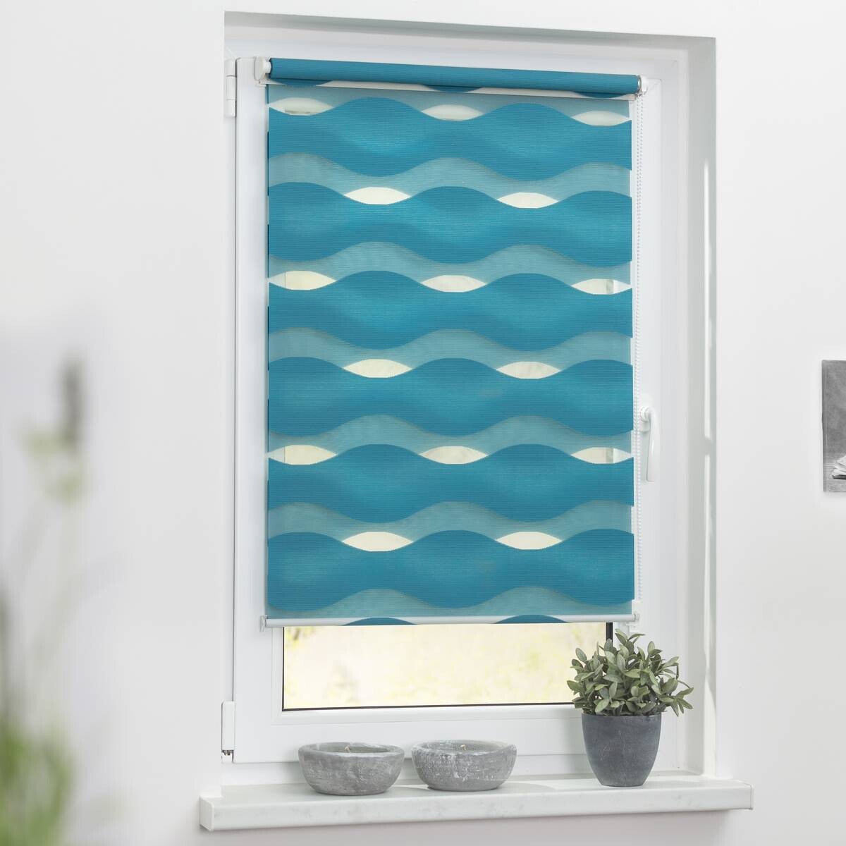 LICHTBLICK Doppelrollo Duo Welle petrol B/L: ca. 110x150 cm