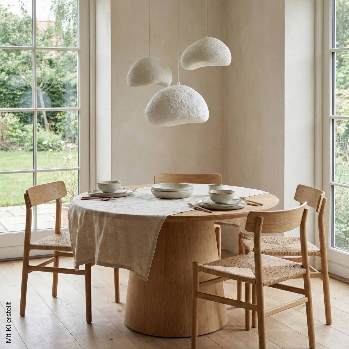 Opviq Pendelleuchte weiß Metall Fiberglas B/H/T/L/D: ca. 82x115x82x82x82 cm E27 3 Brennstellen
