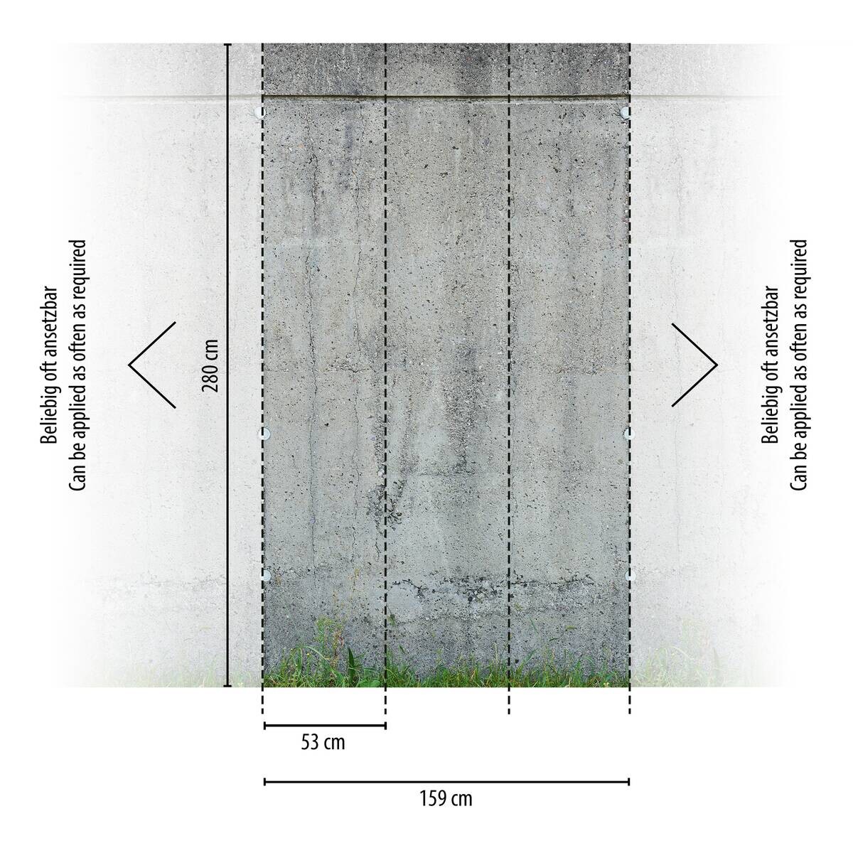 Livingwalls Fototapete Betonoptik grau grün B/L: ca. 280x159 cm