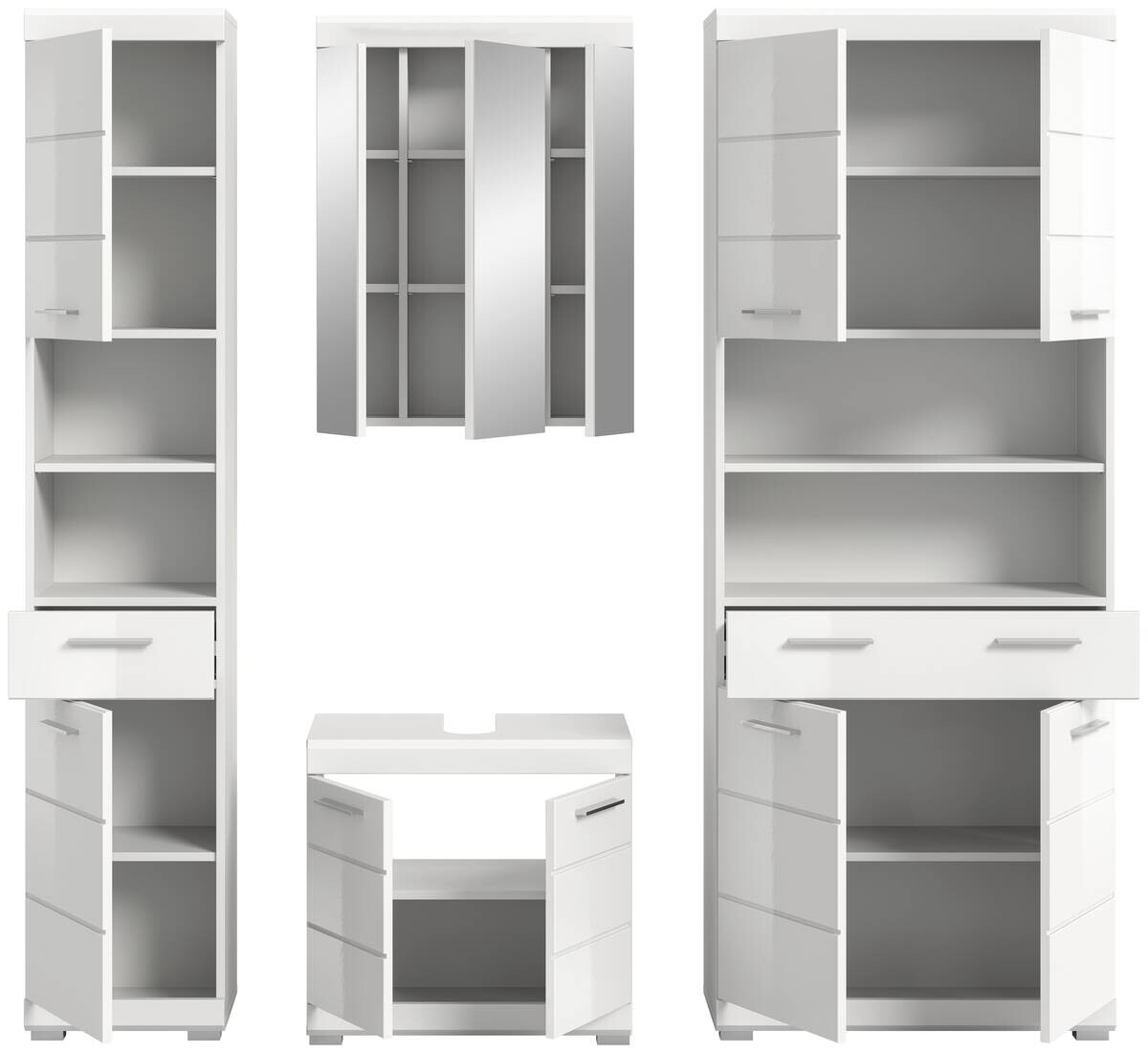 Badezimmer-Set Scout weiß weiß Hochglanz B/H/T: ca. 186x191x34 cm