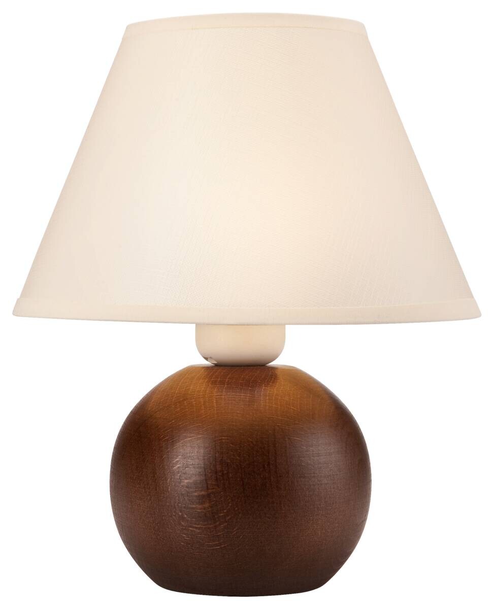 Lamkur Tischleuchte Ball natur Stahl Holz Stoff H/L: ca. 24x19 cm E27 1 Brennstellen