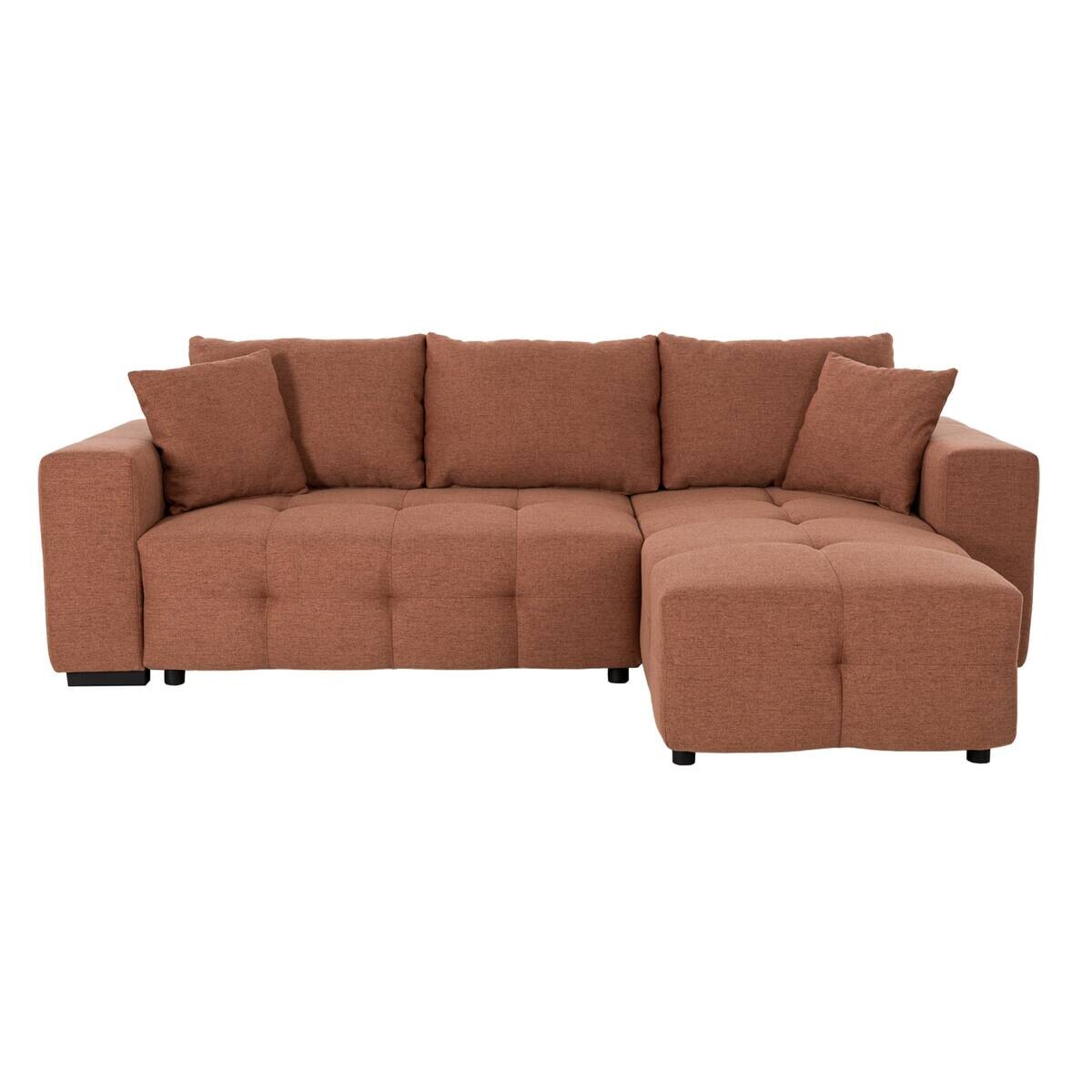Ecksofa mit Bettfunktion und Bettkasten terracotta Webstoff B/H/T: ca. 247x83x162 cm