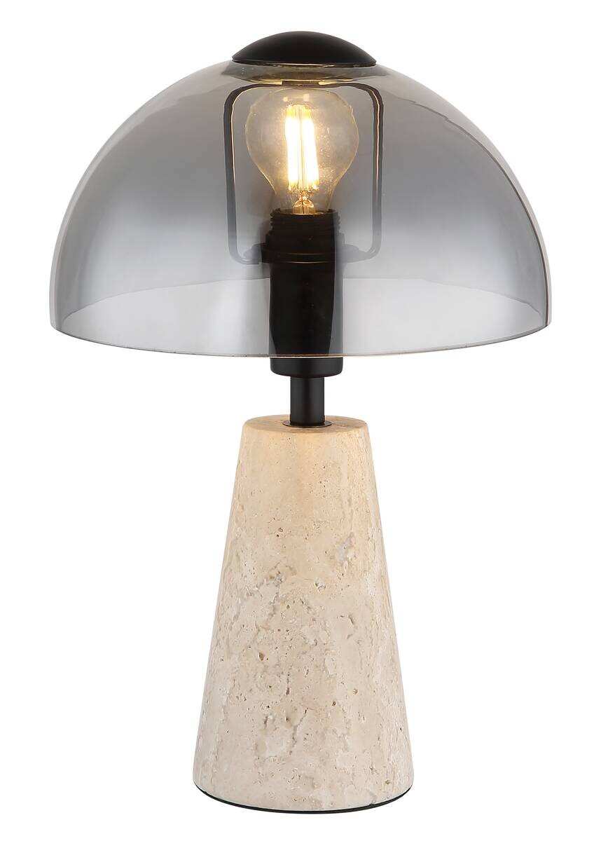 GLOBO Tischleuchte sand schwarz Metall Glas B/H/L: ca. 25x31,5x25 cm E14 1 Brennstellen