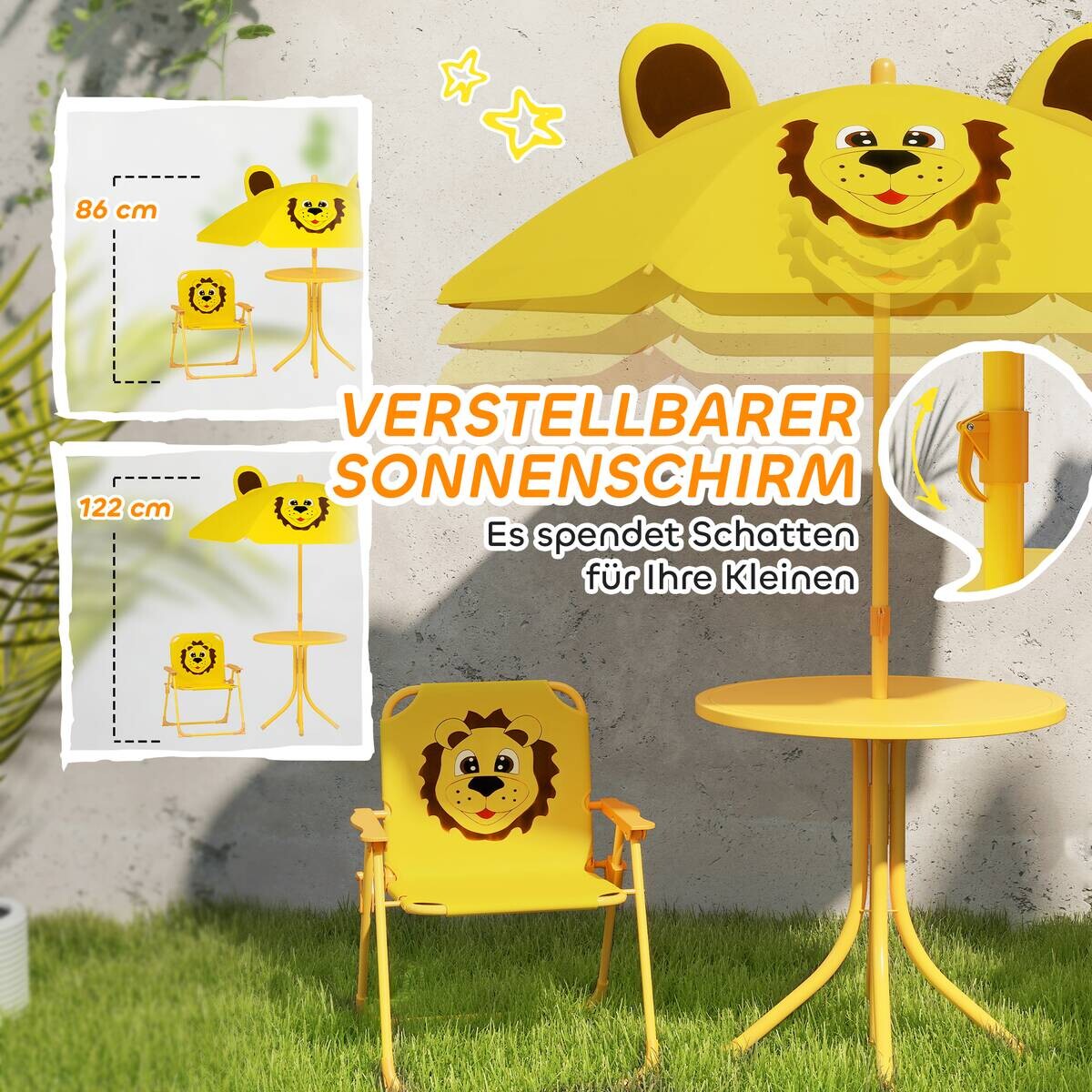 AIYAPLAY Garten-Kindersitzgruppe gelb Polyester B/H/L: ca. 49,5x50x49,5 cm