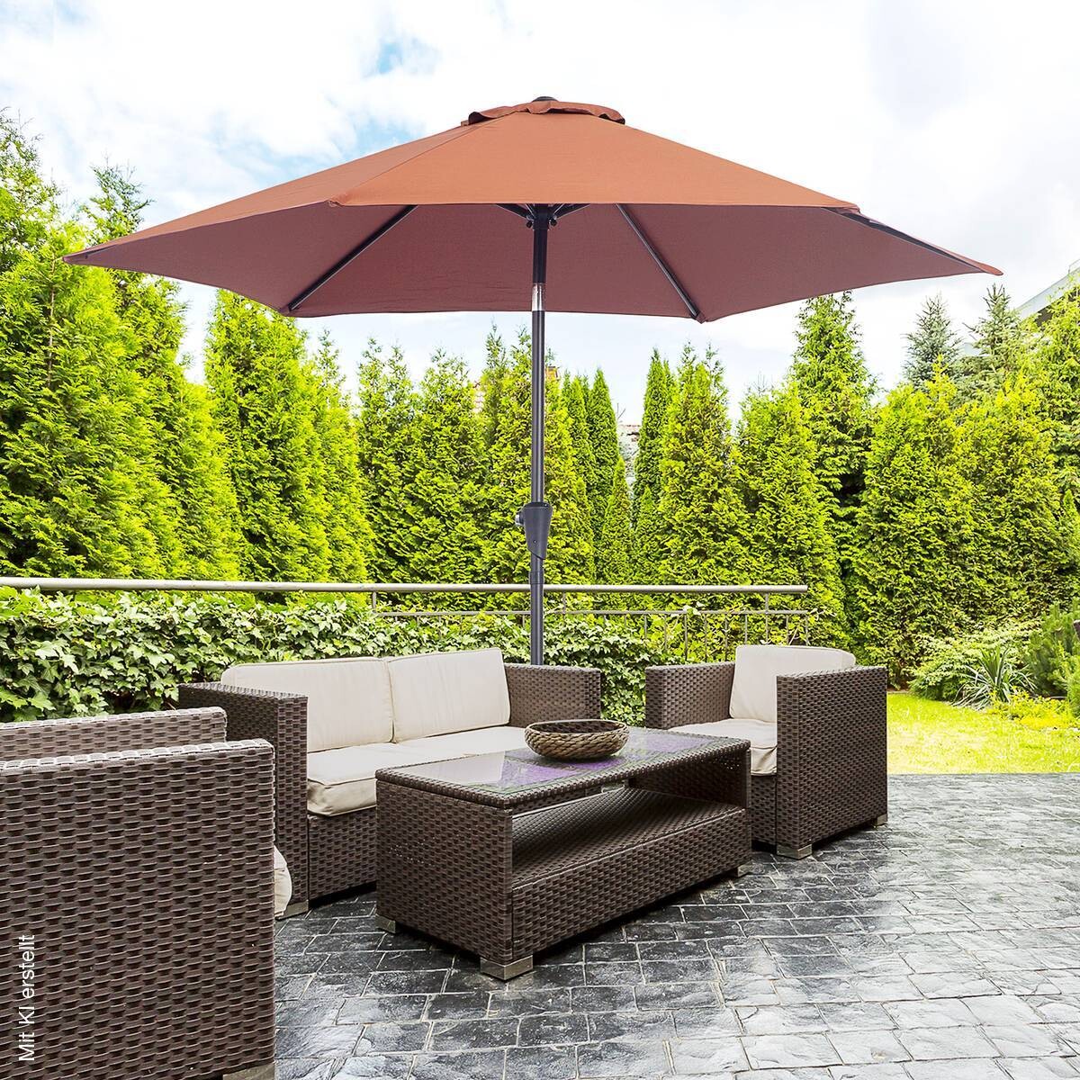 Outsunny Sonnenschirm braun Stahl H/D: ca. 235x270 cm